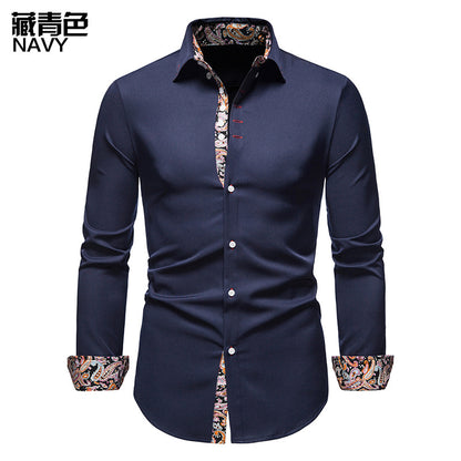 Men's Floral Slim Fit Printed Long Sleeve Shirt