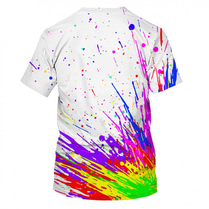 Round Neck Splatter Paint Short Sleeve T-Shirt for Men 3507