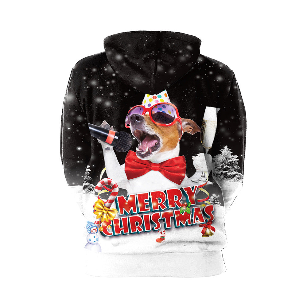 Christmas 3D Animal Print Sweatshirt Casual Pullover Hoodie