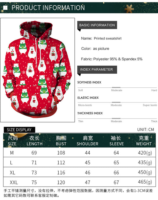 Couple Christmas Print Pullover Hoodie