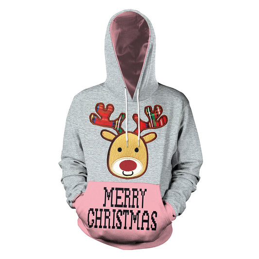 Christmas Couple Sweater Casual Hooded
