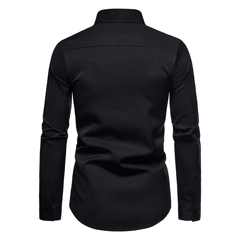 Men's Long Sleeve Printed Button Shirt Slim Fit Formal Shirt
