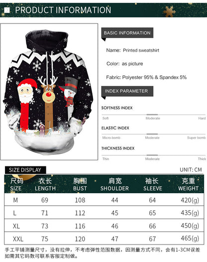 Christmas Couple Print Casual Pullover Hoodie