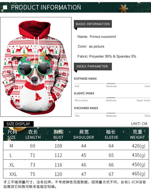 Christmas 3D Printed Sweater Casual Pullover Hoodie