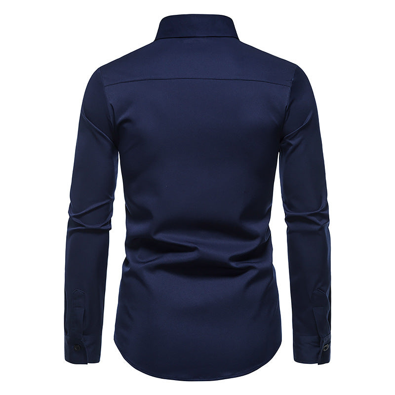 Men's Long Sleeve Printed Button Shirt Slim Fit Formal Shirt