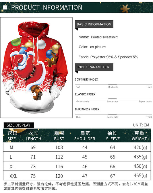 Christmas Hooded Sweater Casual Loose Pullover Couple