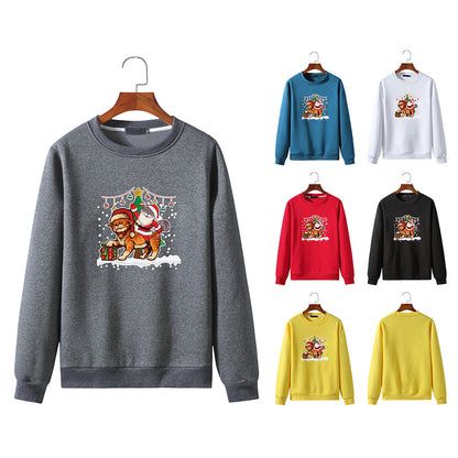 Men's Christmas Cat Print Round Neck Long Sleeve Sweatshirt