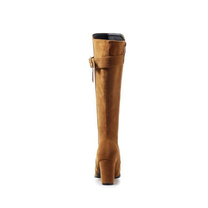 Women Love-shaped Buckle High Heels Knee High Boots