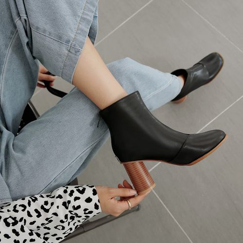 Women Zipper High Heels Short Boots