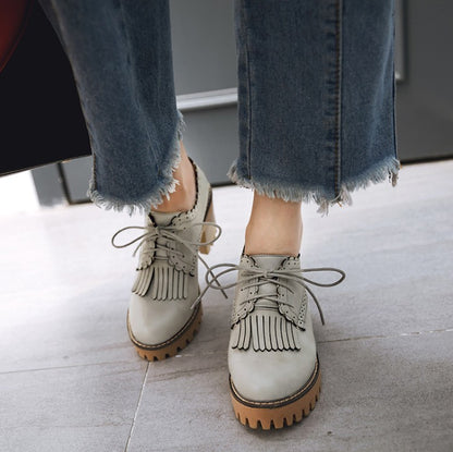 Tassel Buckle Chunky Heels Shoes MF6720