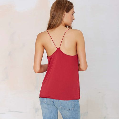 Sexy Fan-shaped Deep V-neck Halter Top Backless Bottoming Women Sling Tank Top