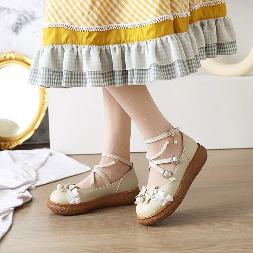Women Pumps Mary Janes Flats Shoes with Bowtie