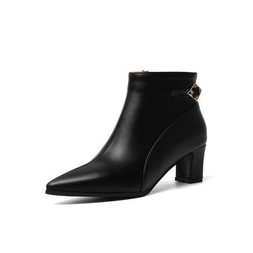 Pointed Toe Buckle Zip Women's High Heeled Ankle Boots