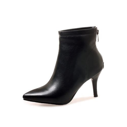 Pointed Toe Zip Women's High Heeled Ankle Boots