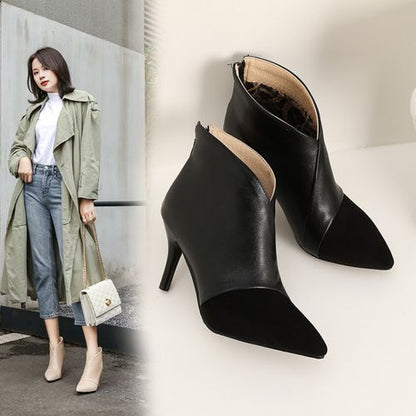 Pointed Toe Suede Women's Stiletto Heels Ankle Boots