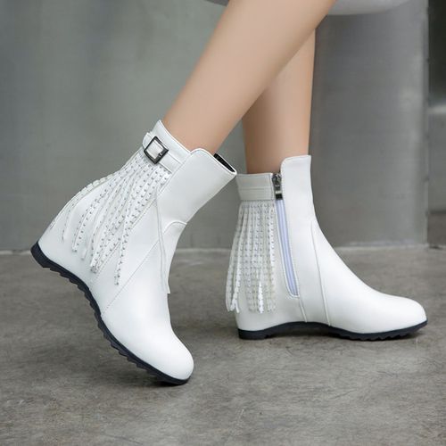 Women Rhinestone Tassel Wedges Short Boots Winter Shoes