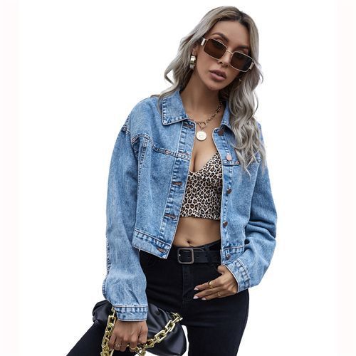 Loose Casual Turn-down Collar All-matched Denim Women Jackets