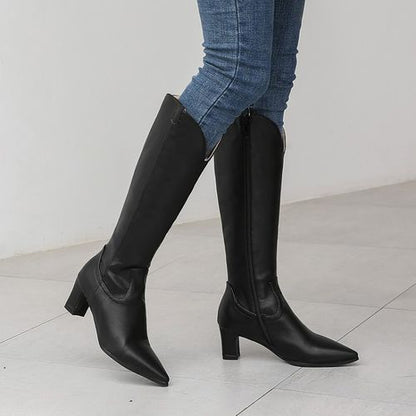 Pointed Toe Women High Heel Knee High Boots