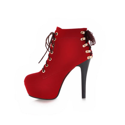 Lace Up High Heel Lace-up Women's Platform Boots Boots Shoes