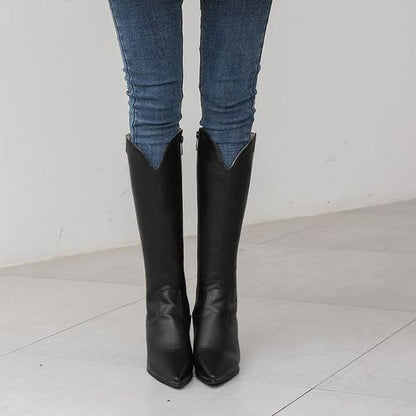 Pointed Toe Women High Heel Knee High Boots