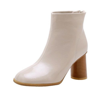 Women Zipper High Heels Short Boots