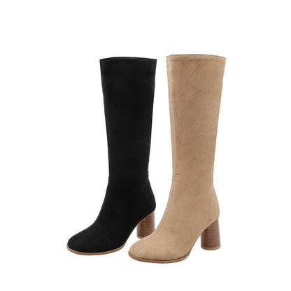 Women Suede High Heels Knee High Boots