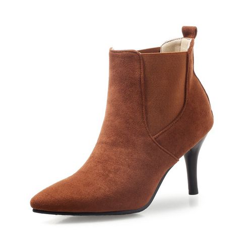 Pointed Toe Women's High Heeled Ankle Boots