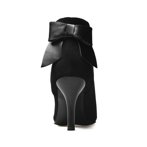 Pointed Toe Bowtie Women's High Heeled Ankle Boots