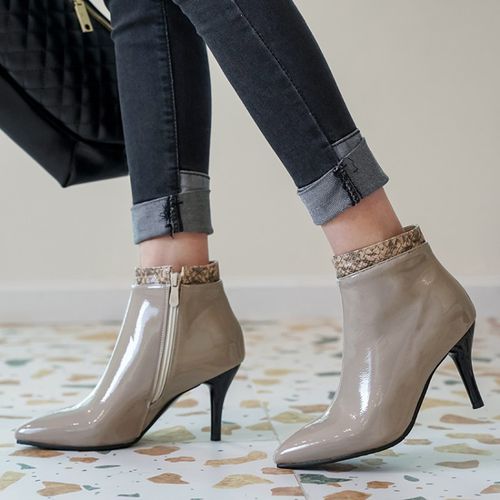 Pointed Toe Zip Women's High Heeled Ankle Boots