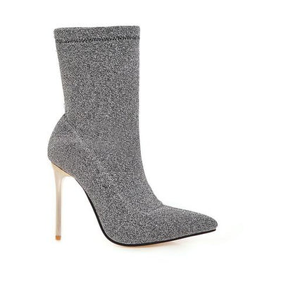 Women Pointed Toe Stiletto High Heel Short Boots