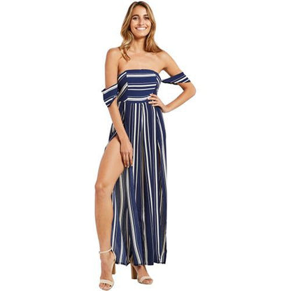 Tube Top Off Shoulder Slit Irregularity Mid Long Long Women's Dresses