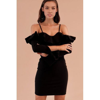 Shoulder Lace-up Flounce Slim Packet Buttock Short Women's Dresses