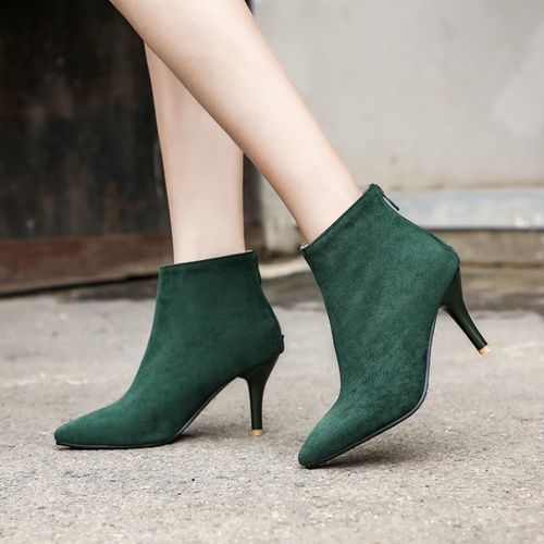 Pointed Toe Zip Women's High Heeled Ankle Boots