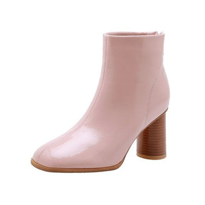 Women Zipper High Heels Short Boots