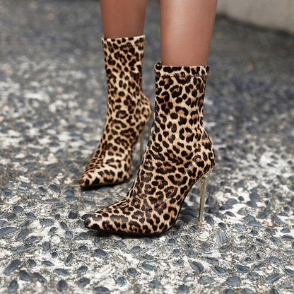 Women Pointed Toe Stiletto High Heel Short Boots