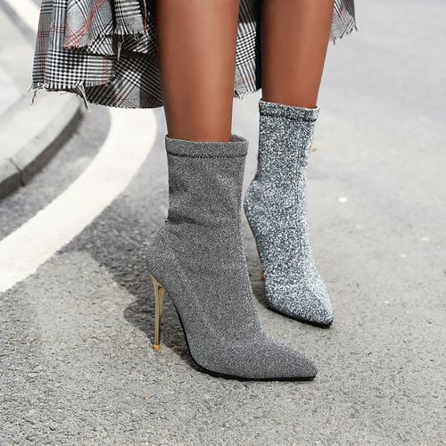 Women Pointed Toe Stiletto High Heel Short Boots