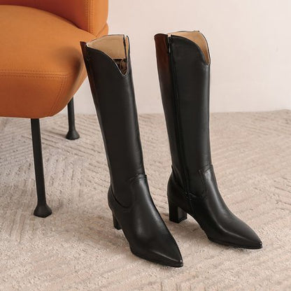 Pointed Toe Women High Heel Knee High Boots