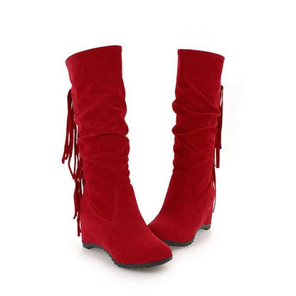 Women Wedges Heels Mid Calf Boots