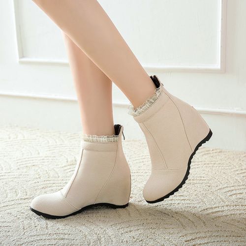 Women Zipper Wedges Short Boots Winter Shoes