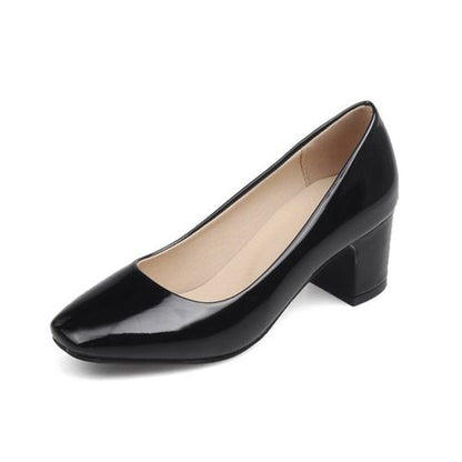 Patent Leather Women Pumps Block Heels Shoes Woman