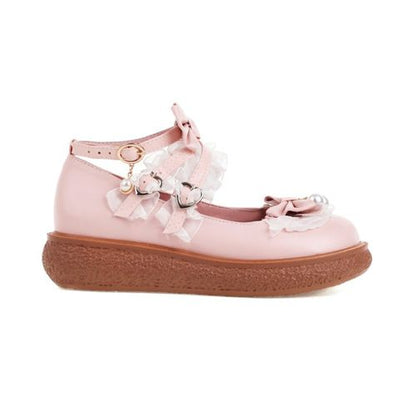 Women Mary Janes Shoes with Bowtie Pearl