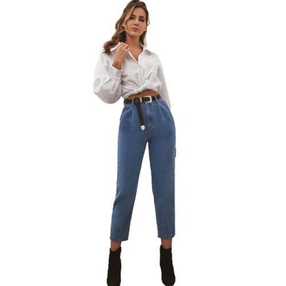 Fashion All-matched High Waist Denim Long Women Jeans