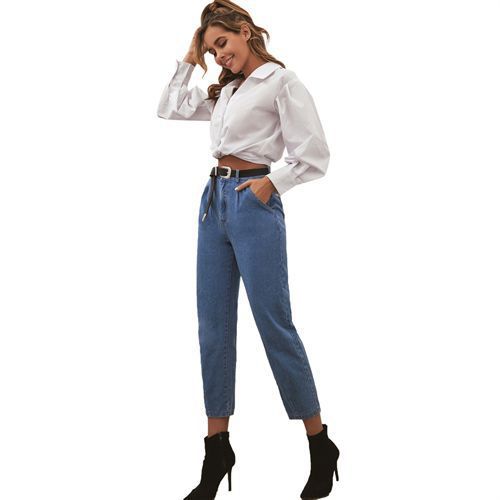 Fashion All-matched High Waist Denim Long Women Jeans