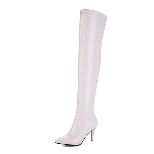 Pointed Toe Zipper Women High Heel Knee High Boots