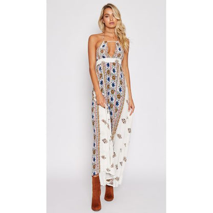 Dsexy Beach Holiday Halter Print Women's Dresses