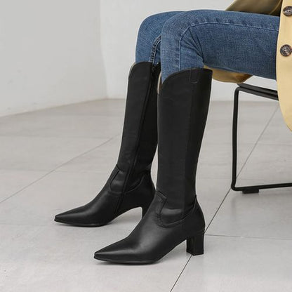 Pointed Toe Women High Heel Knee High Boots