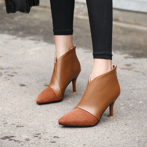 Pointed Toe Suede Women's Stiletto Heels Ankle Boots