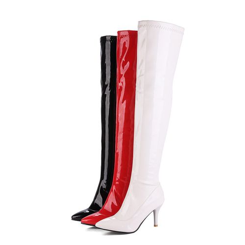 Pointed Toe Zipper Women High Heel Knee High Boots