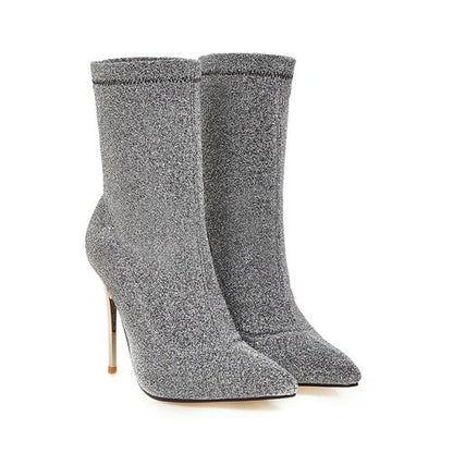 Women Pointed Toe Stiletto High Heel Short Boots