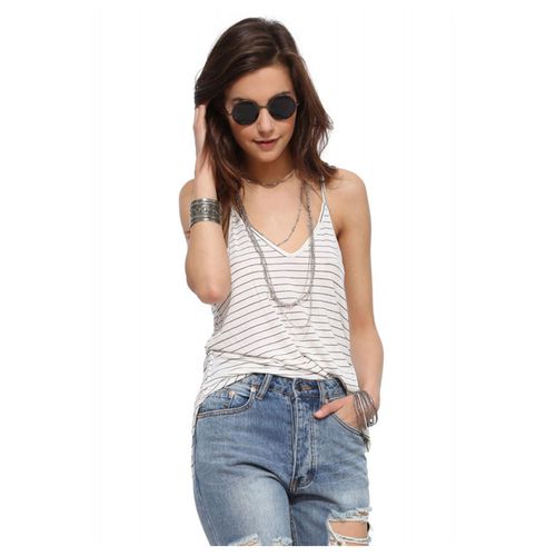 Color Contract Strape T Shirt Sexy Backless Women Sling Tank Top